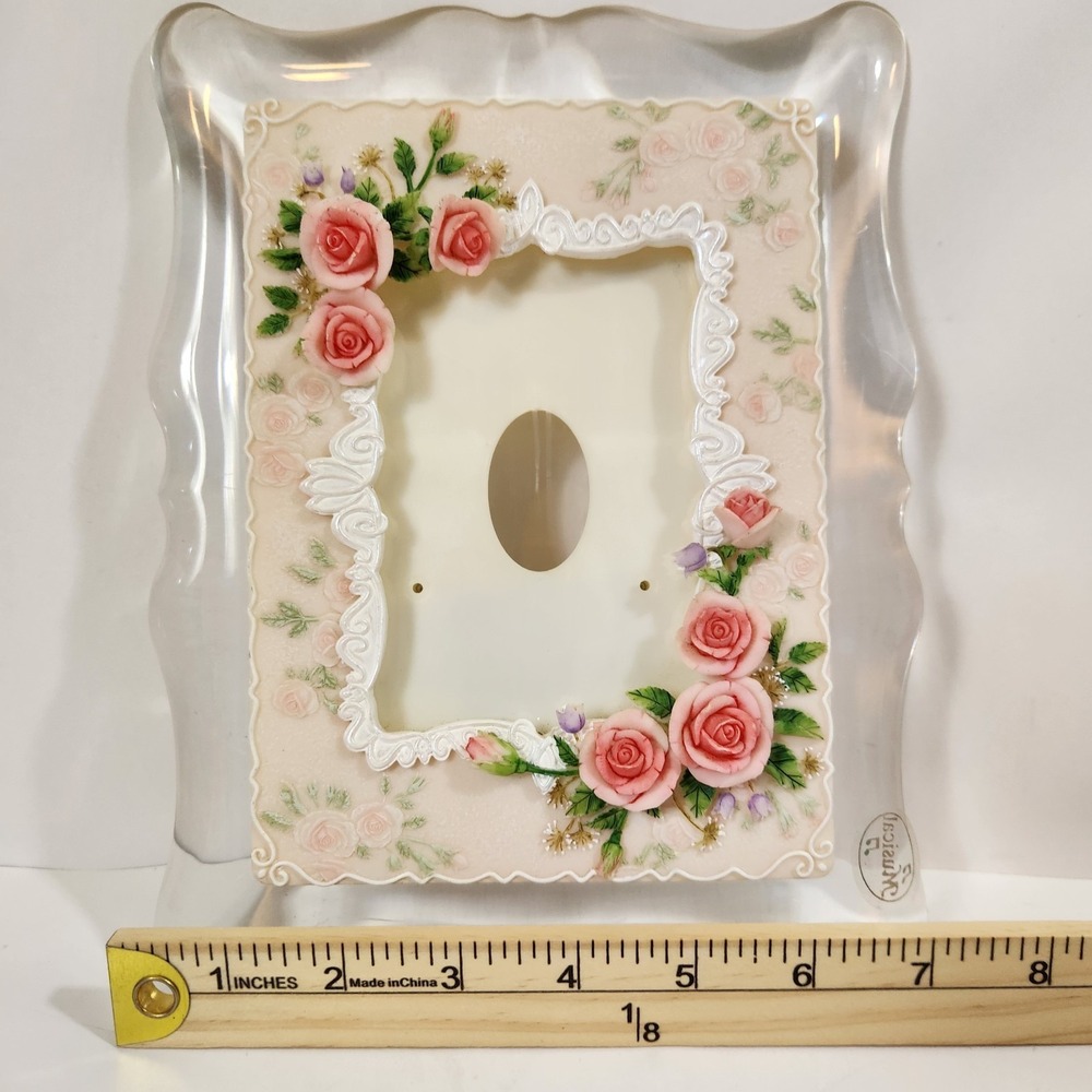 Musical Picture Frame Pink Rose Floral Music Box Rotating Easel Photo Gift - Picture 9 of 13